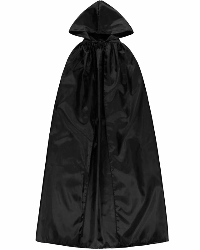 Black Hooded Cape - Adult Costume