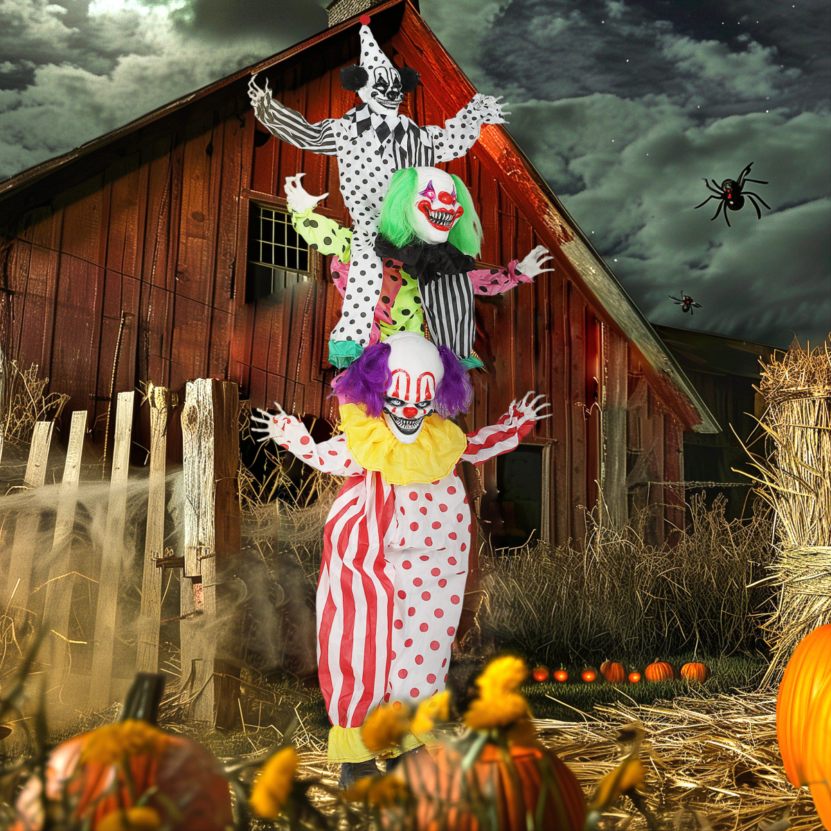 Outsunny Sound Activated Stackable Halloween Animatronics Clowns