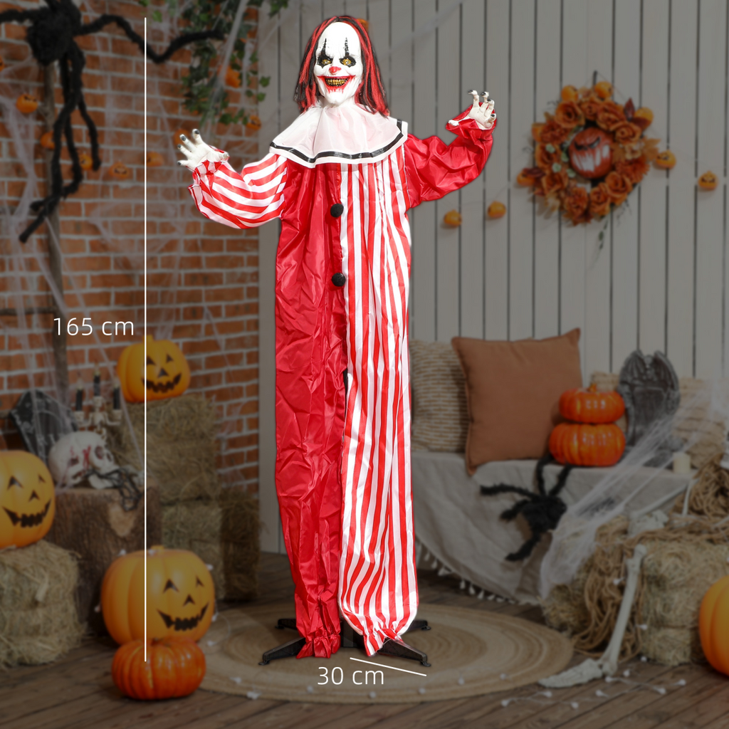 Outsunny Sound Activated Halloween Animatronics Clown with Red Light Up Eyes