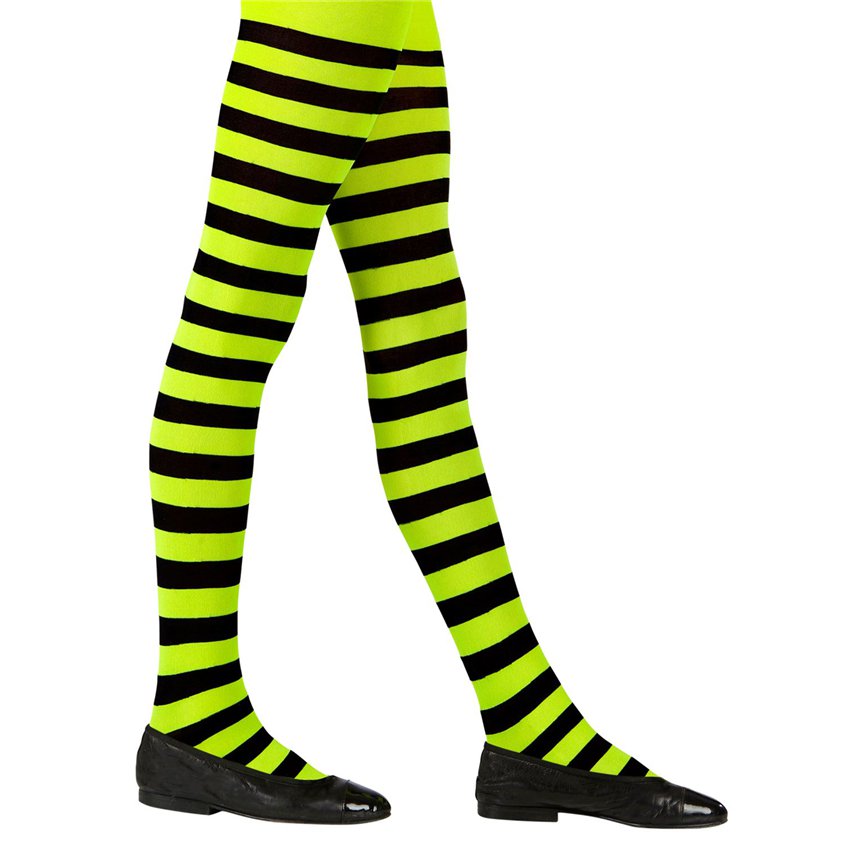 Black & Green Striped Tights - Child