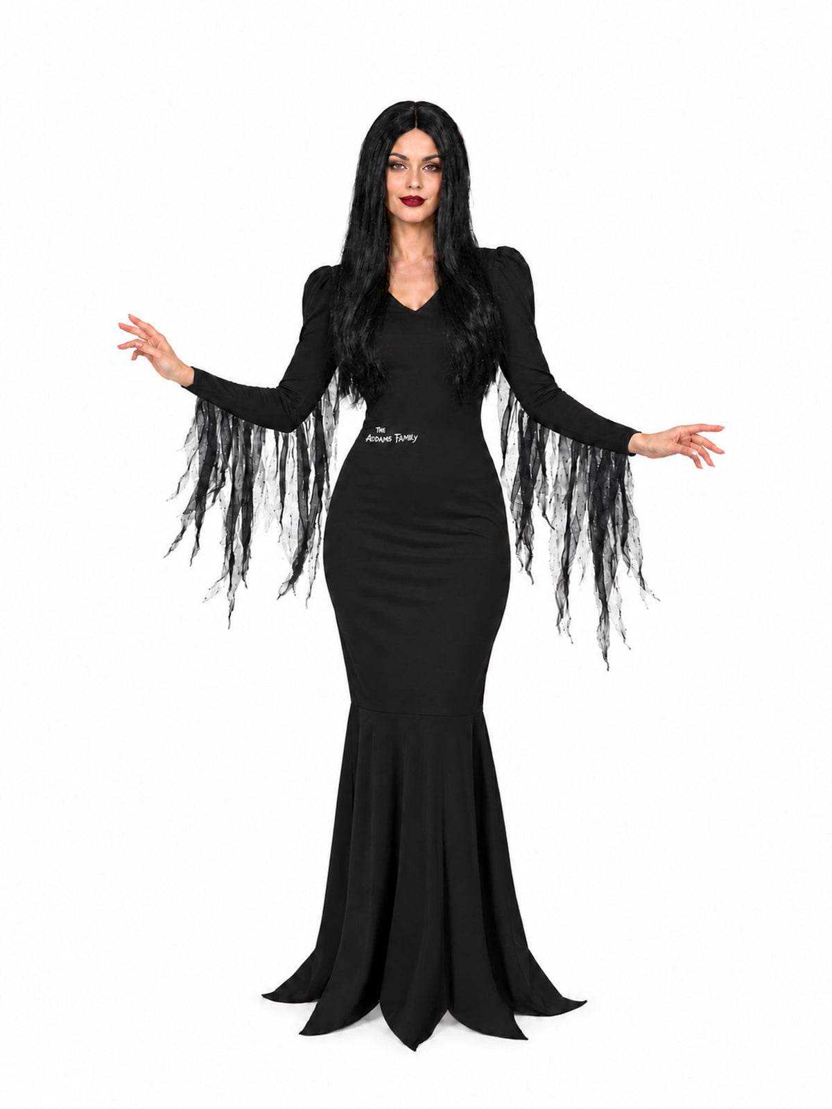 Morticia Addams Adult Costume with Dress & Wig