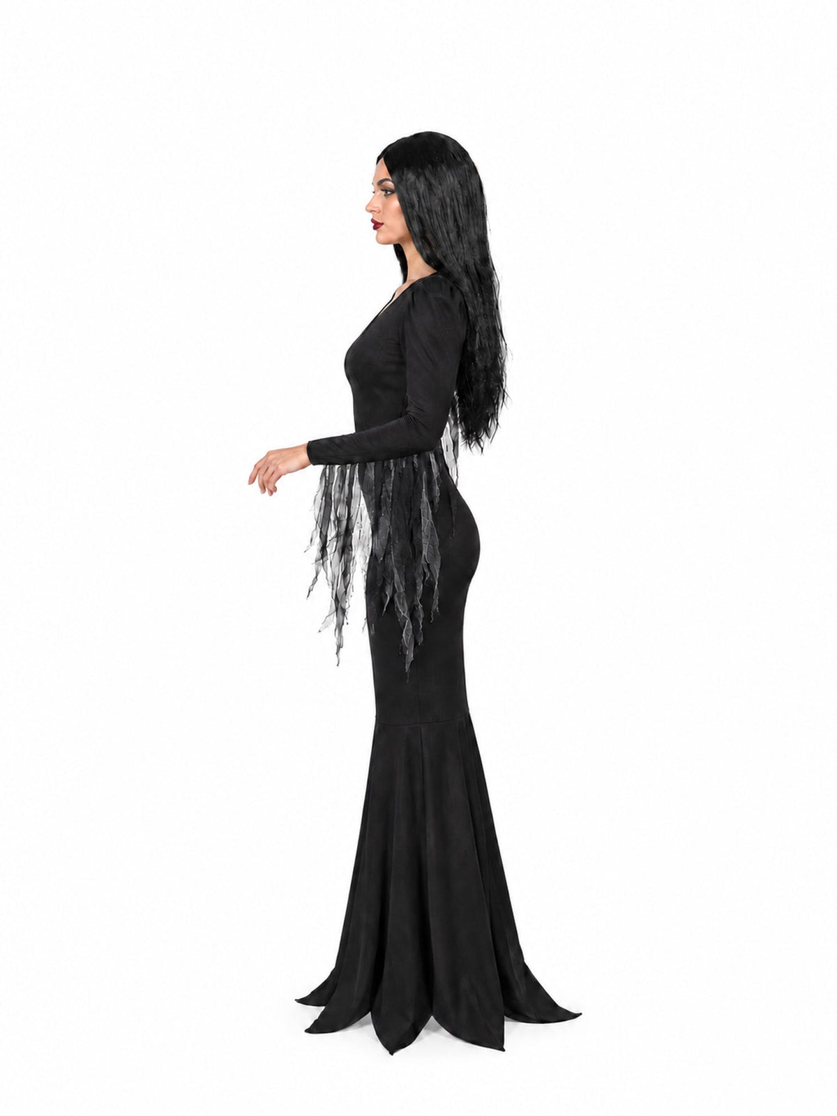 Morticia Addams Adult Costume with Dress & Wig
